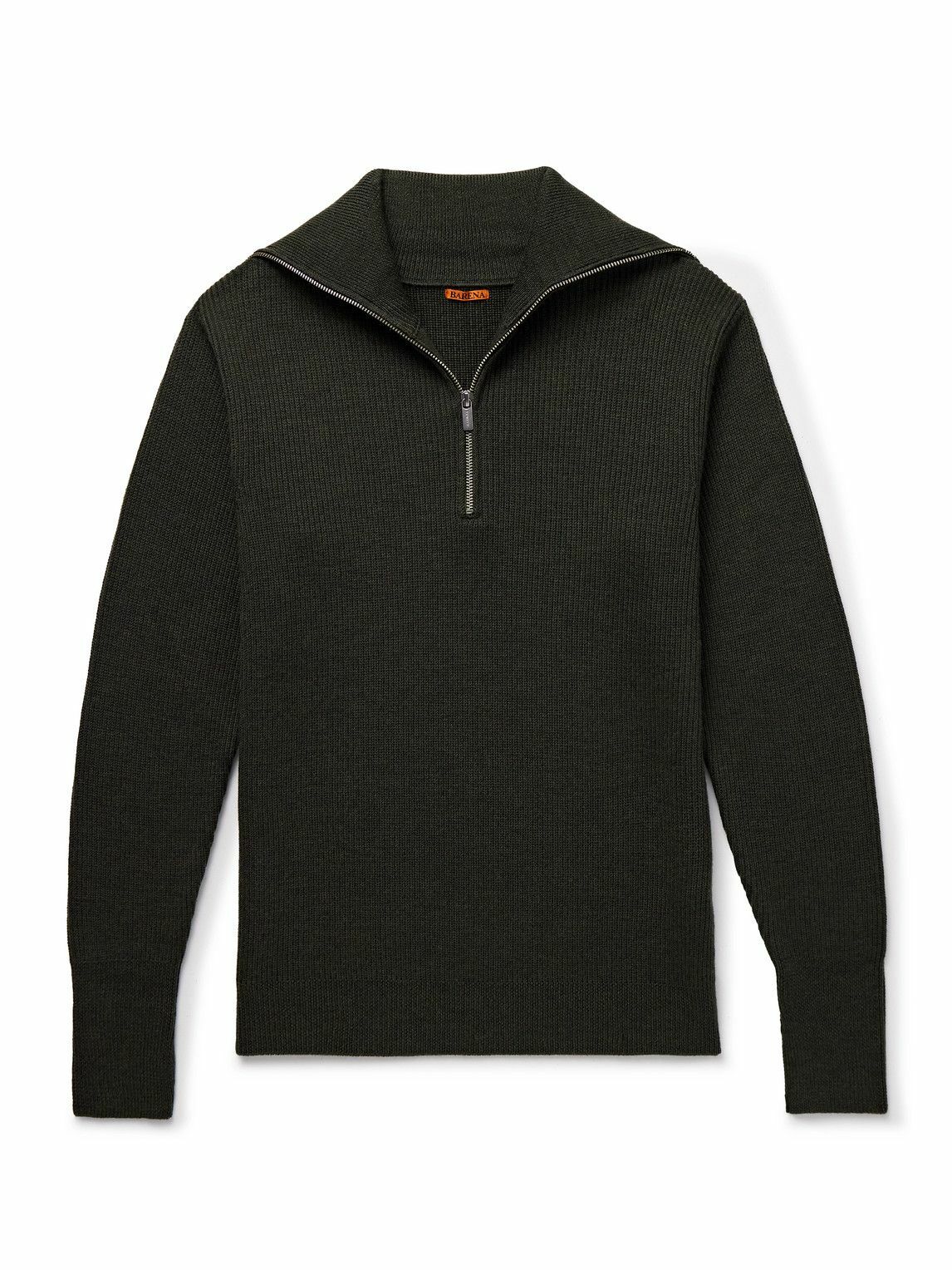 Barena - Ribbed Wool Half-Zip Sweater - Green