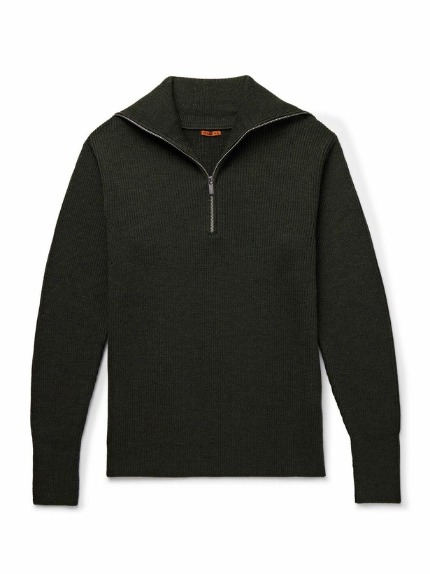 Photo: Barena - Ribbed Wool Half-Zip Sweater - Green