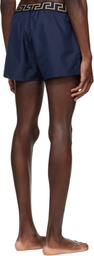 Versace Navy Greca Swim Shorts