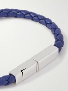 Bottega Veneta - Braided Leather and Sterling Silver Bracelet - Blue