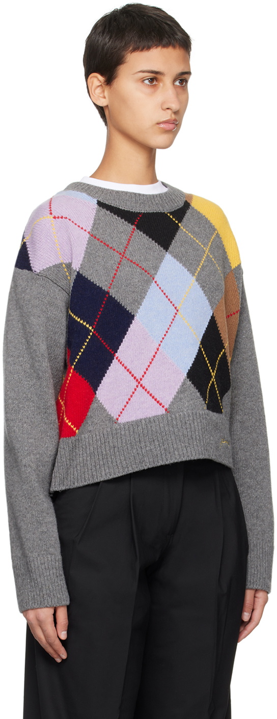 GANNI Gray Harlequin Sweater