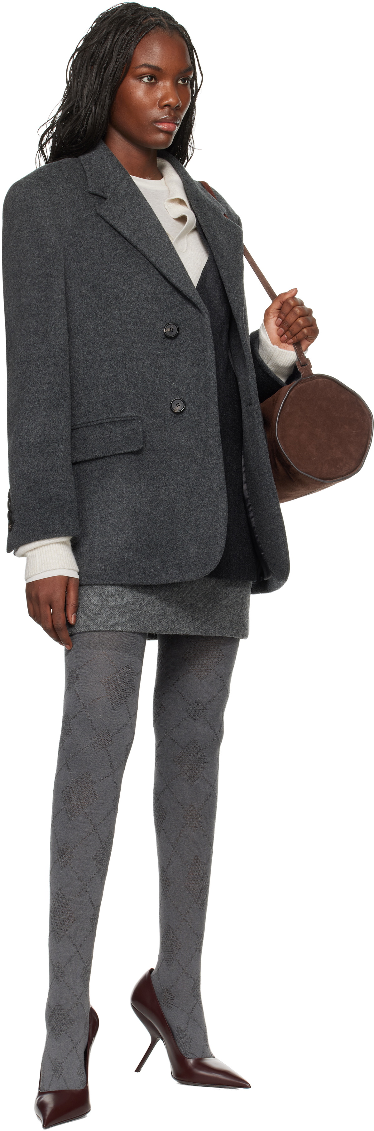 Dunst Gray Layered Heavy Wool Blazer