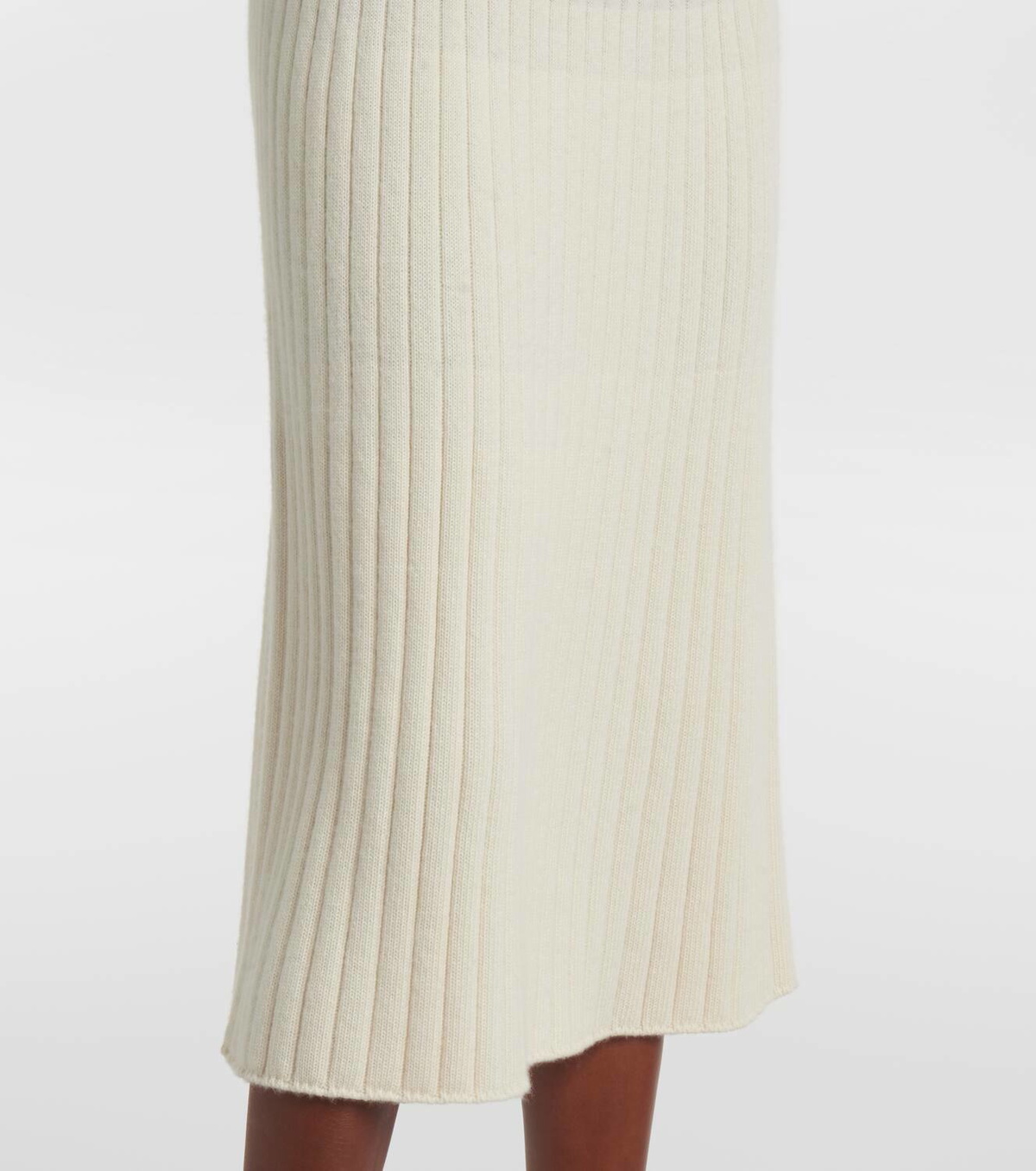 Loro Piana Ribbed-knit cashmere midi skirt