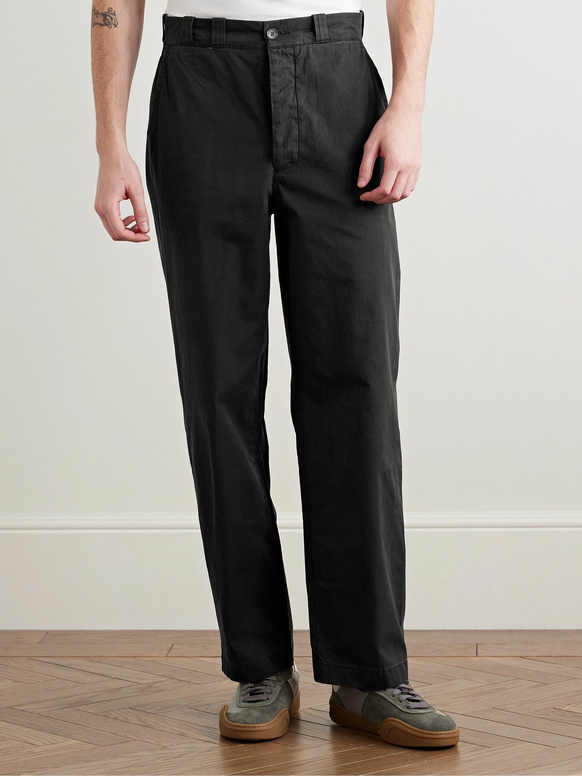 The Elder Statesman - Norm Straight-Leg Cotton Trousers - Black