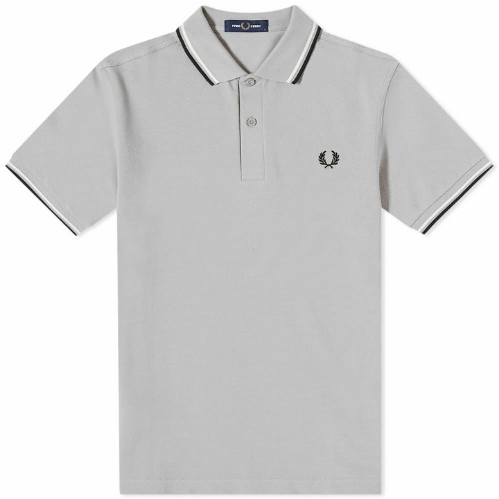 Photo: Fred Perry Authentic Men's Slim Fit Twin Tipped Polo Shirt in Concrete