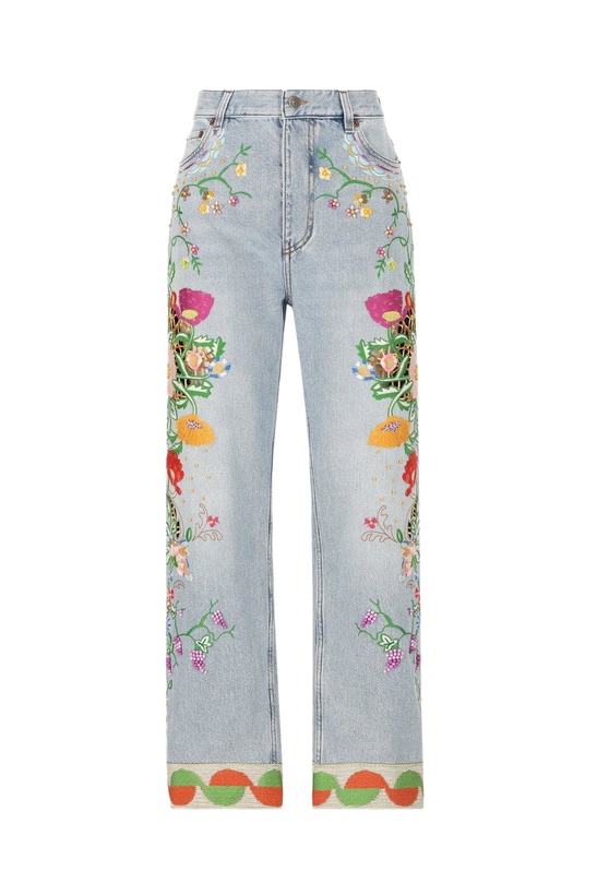 Photo: Valentino Floal Embroidered Tapered Jeans