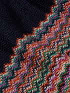 MISSONI - Fringed Striped Crochet-Knit Cotton Scarf - Blue