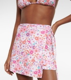Reina Olga Floral high-rise wrap miniskirt