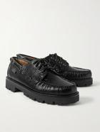 G.H. Bass & Co. - Croc-Effect Leather Boat Shoes - Black