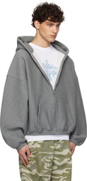 Alexander Wang Gray Dense Fleece Star Zip-Up Hoodie