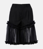 Noir Kei Ninomiya Ruffled tulle and wool shorts