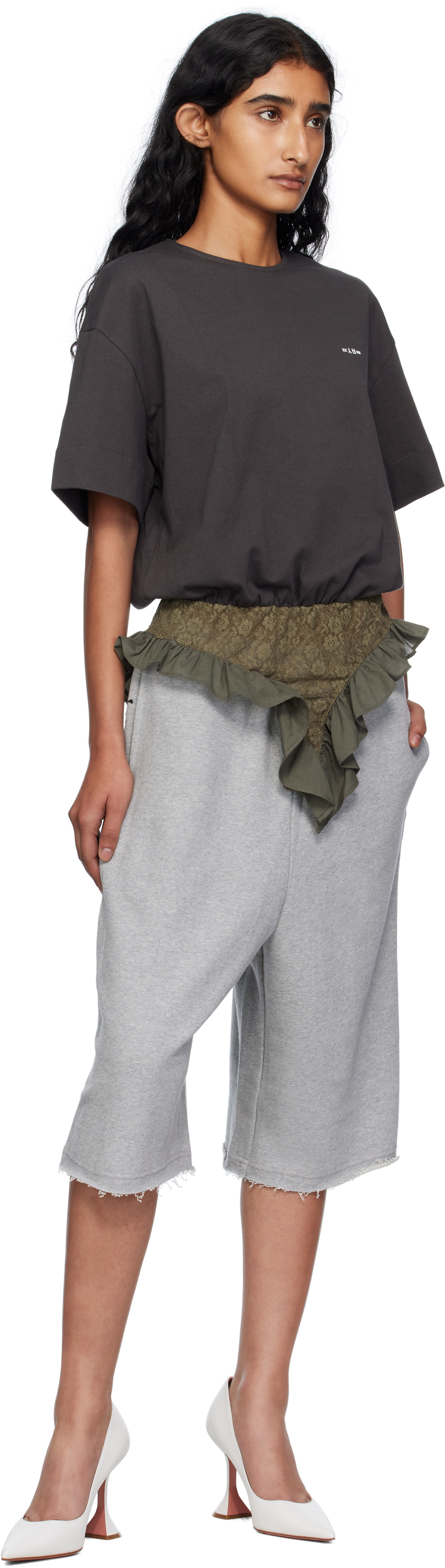 Pushbutton Gray Ruffle Panty T-shirt