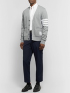 Thom Browne - Striped Loopback Cotton-Jersey Cardigan - Gray