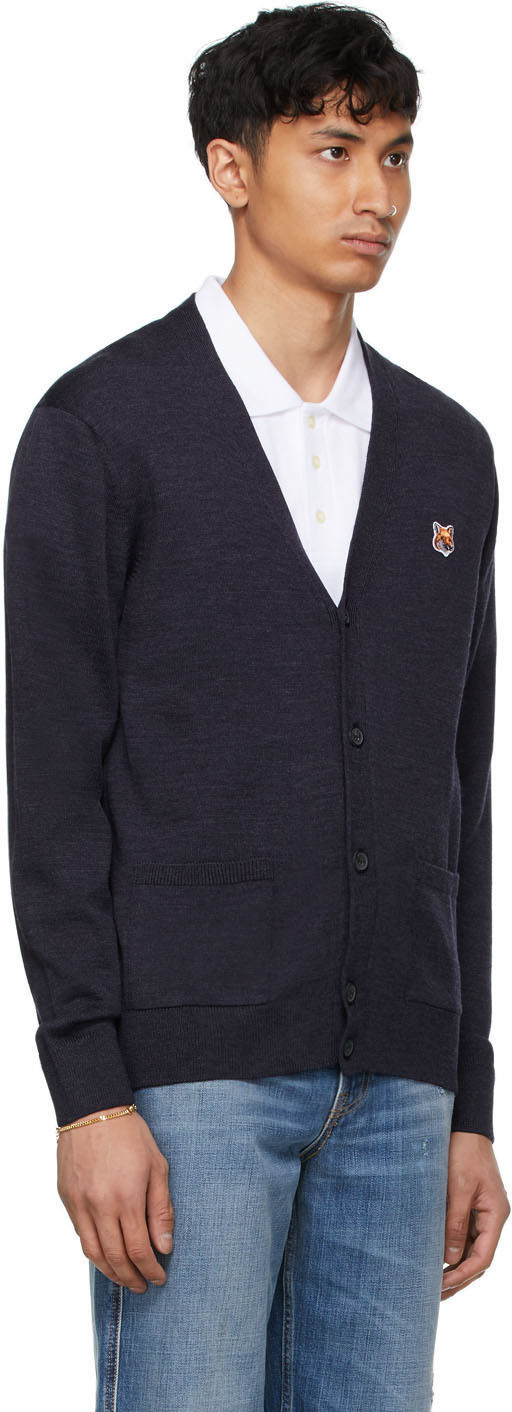 Maison Kitsuné Indigo Fox Head Patch Classic Cardigan Maison Kitsune