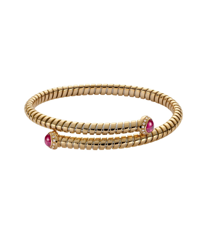 Photo: Marina B 18kt yellow gold bangle with rubies and diamonds