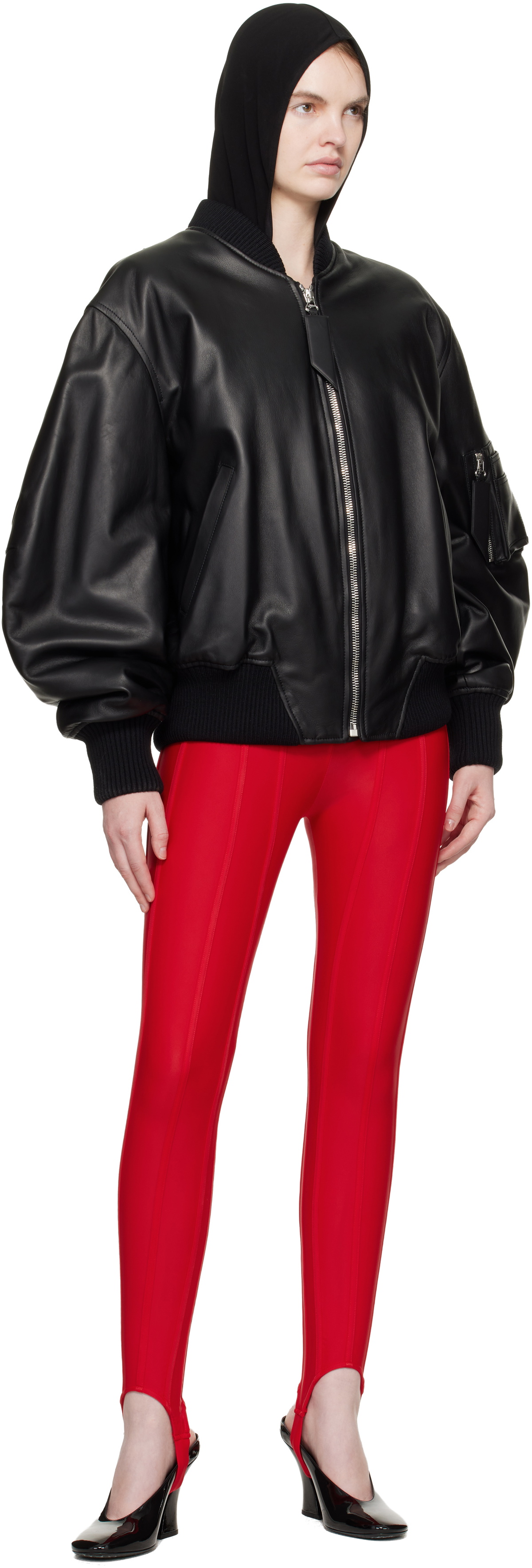 Mugler SSENSE Exclusive Red Corseted Leggings