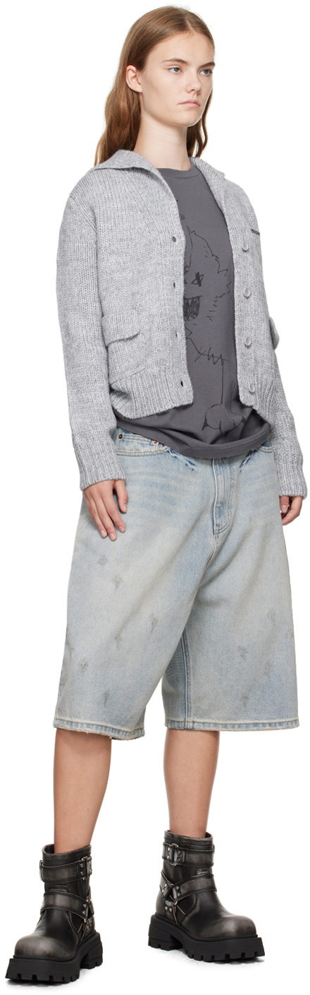 We11done Blue Loose-Fit Denim Shorts
