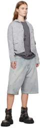We11done Blue Loose-Fit Denim Shorts