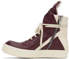 Rick Owens Burgundy Geobasket Sneakers