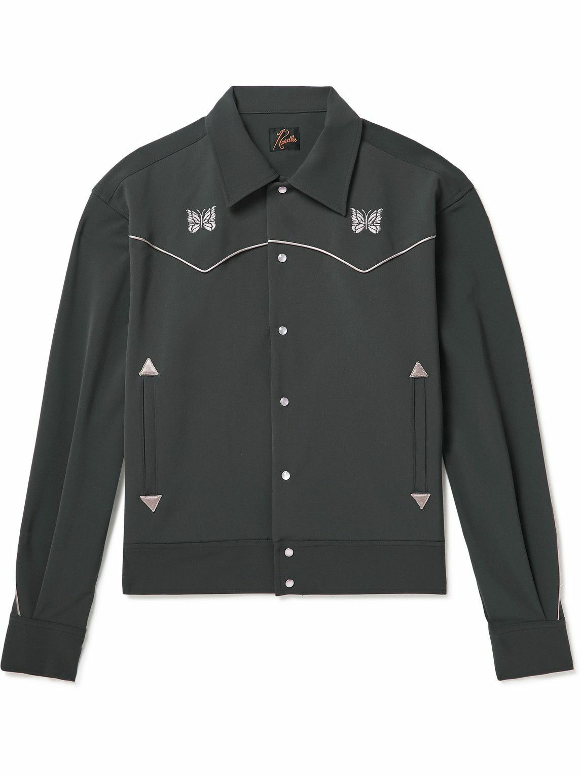 Needles - Piped Logo-Embroidered Shell Jacket - Gray Needles