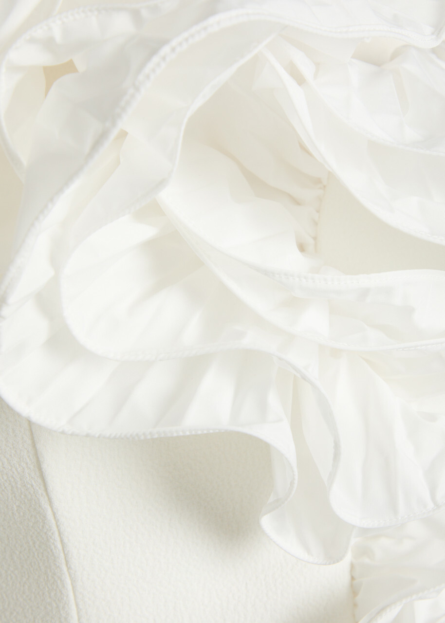 Rebecca Vallance Ozias Ruffled Crepe Midi Dress Ivory