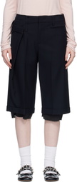 OPEN YY Black Wrap Over Bermuda Shorts