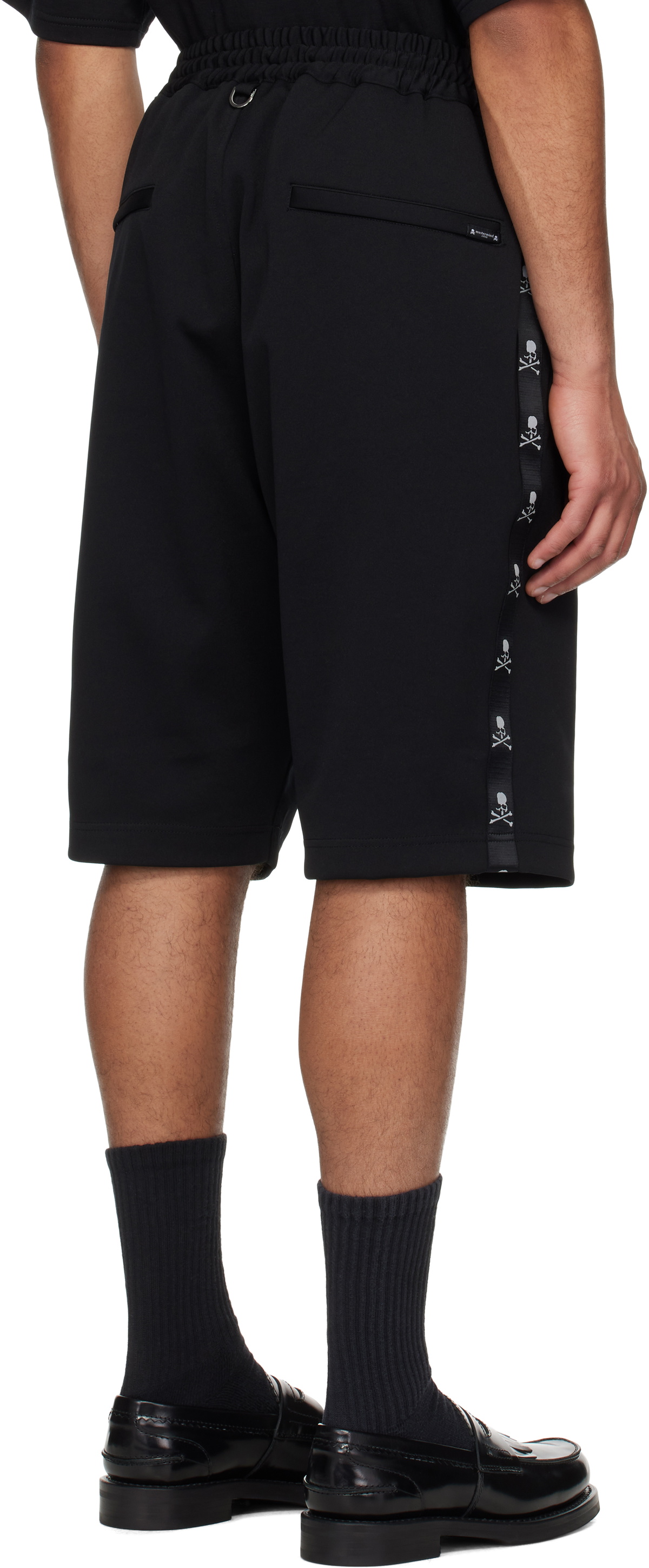 mastermind JAPAN Black Loose Skull Tape Jersey Shorts