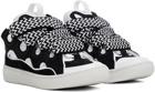 Lanvin Black & White Leather Curb Sneakers