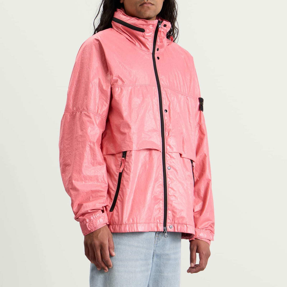 Stone Island Men's Light Nylon 3L-TC Hooded Jacket in Geranium