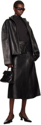 REMAIN Birger Christensen Black Bonded Box-Fit Leather Jacket