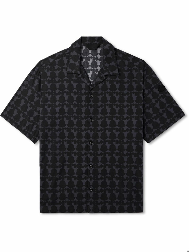 Photo: Moncler - Camp-Collar Logo-Print Cotton-Poplin Shirt - Black