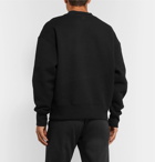 AMI - Logo-Appliquéd Fleece-Back Cotton-Blend Jersey Sweatshirt - Black
