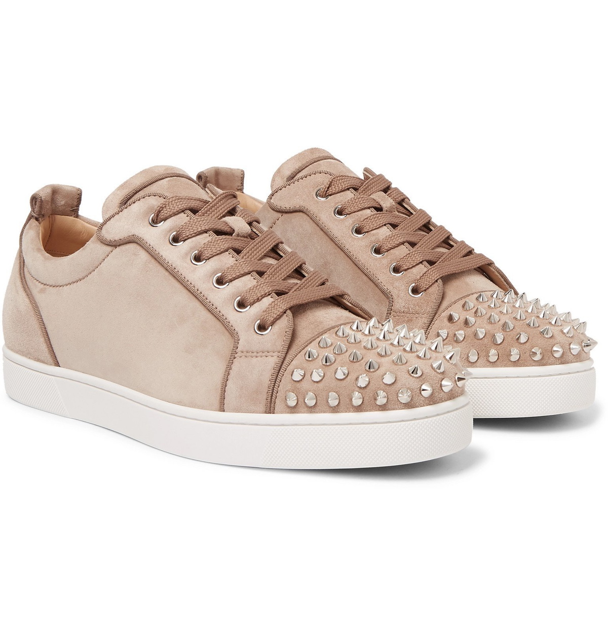 Christian Louboutin Louis Junior Spikes White/Beige Sneakers New