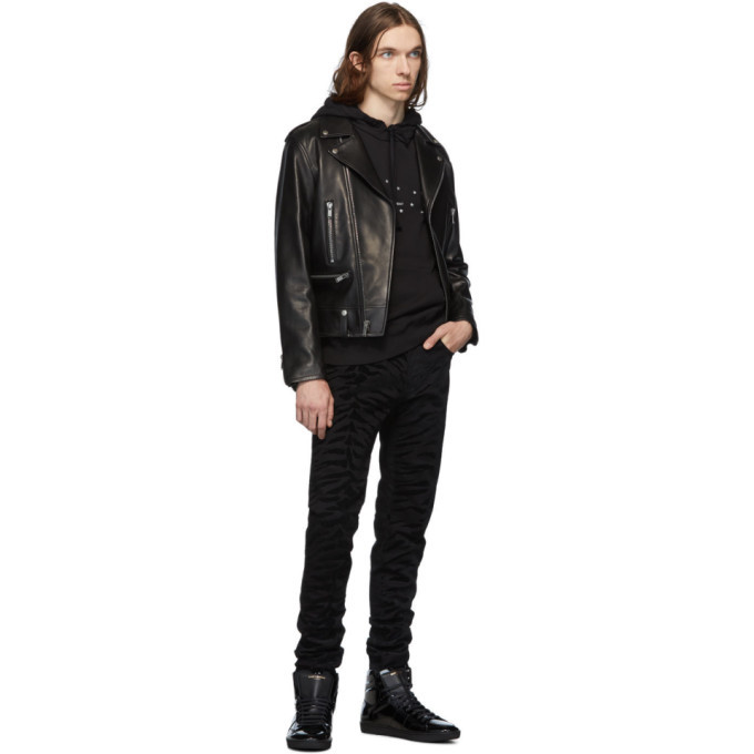 Saint Laurent Black Rive Gauche Logo Small Stars Hoodie Saint Laurent