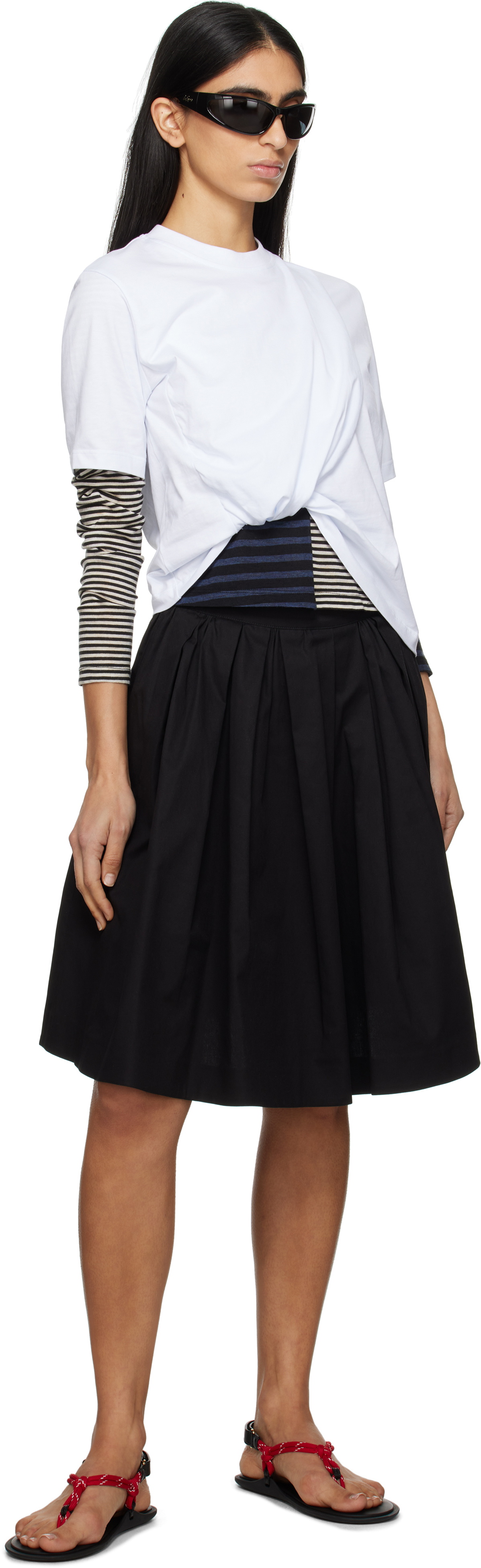 MSGM Black Pleated Miniskirt