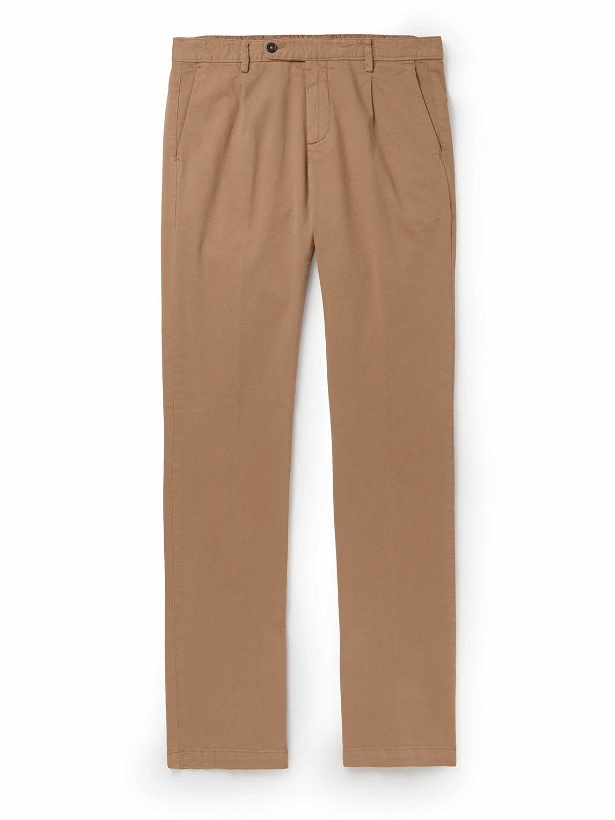 Photo: Massimo Alba - Straight-Leg Pleated Stretch Cotton and Cashmere-Blend Gabardine Trousers - Brown
