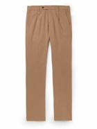 Massimo Alba - Straight-Leg Pleated Stretch Cotton and Cashmere-Blend Gabardine Trousers - Brown