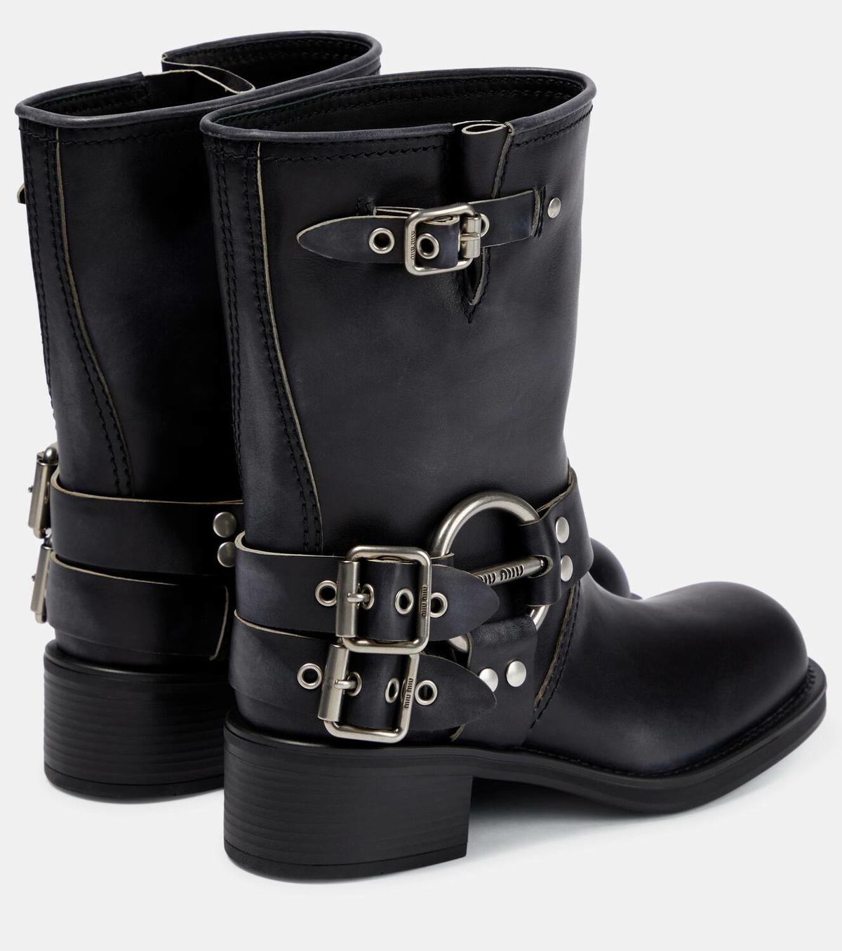 Miu Miu Buckled leather ankle boots Miu Miu