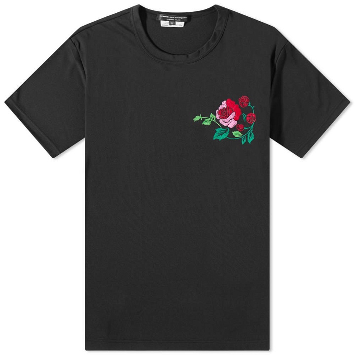 Photo: Comme Des Garçons Homme Plus Rose in Bud Embroidery Poly Tee
