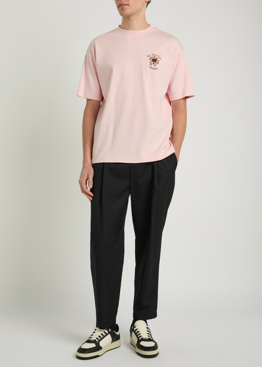 DRÔLE DE Monsieur Le T-shirt Slogan Printed Cotton T-shirt Pink