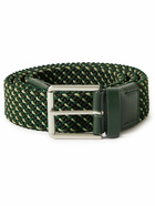 Paul Smith - 3.5cm Leather-Trimmed Woven Elastic Belt - Green