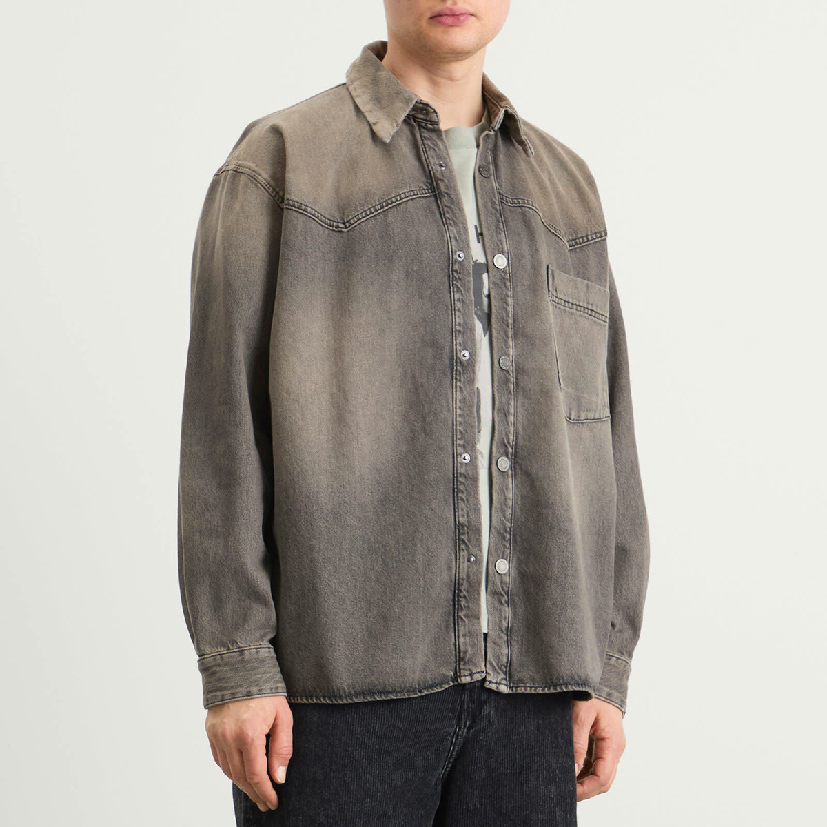 Won Hundred Men's Zayne Denim Overshirt in Tintet Grey
