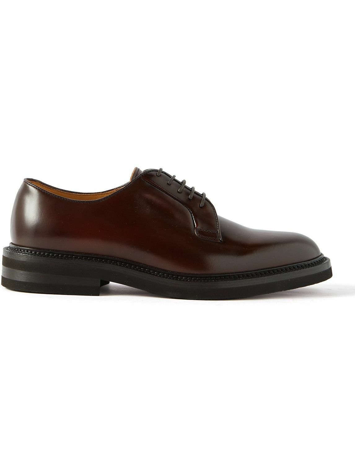 Photo: Brunello Cucinelli - Glossed-Leather Derby Shoes - Brown