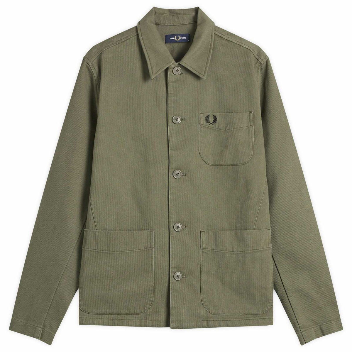 Fred Perry Men's Collarless Overshirt in Anchor Grey Fred Perry