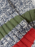 Corgi - Striped Ribbed Cotton Socks - Blue