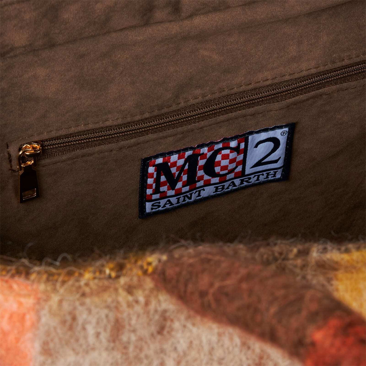 MC2 Saint Barth Vanity Blanket Shoulder Bag With Multicolor Check And Fringes