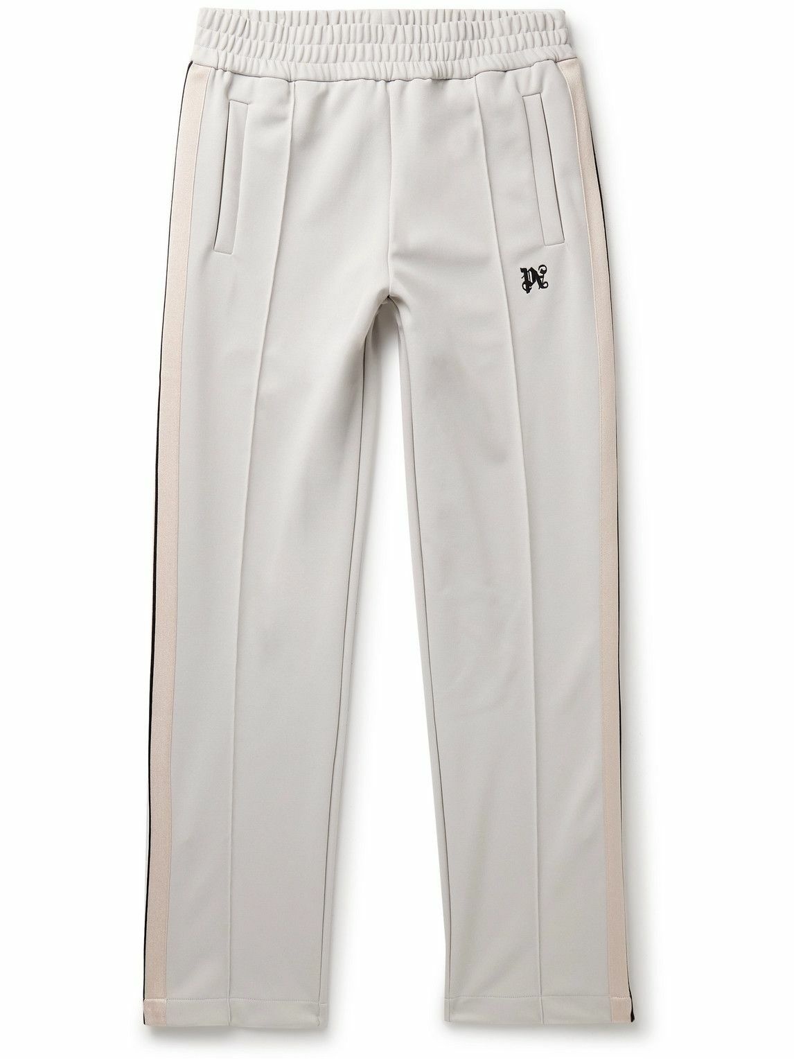 Photo: Palm Angels - Logo-Embroidered Grosgrain-Trimmed Jersey Track Pants - Gray
