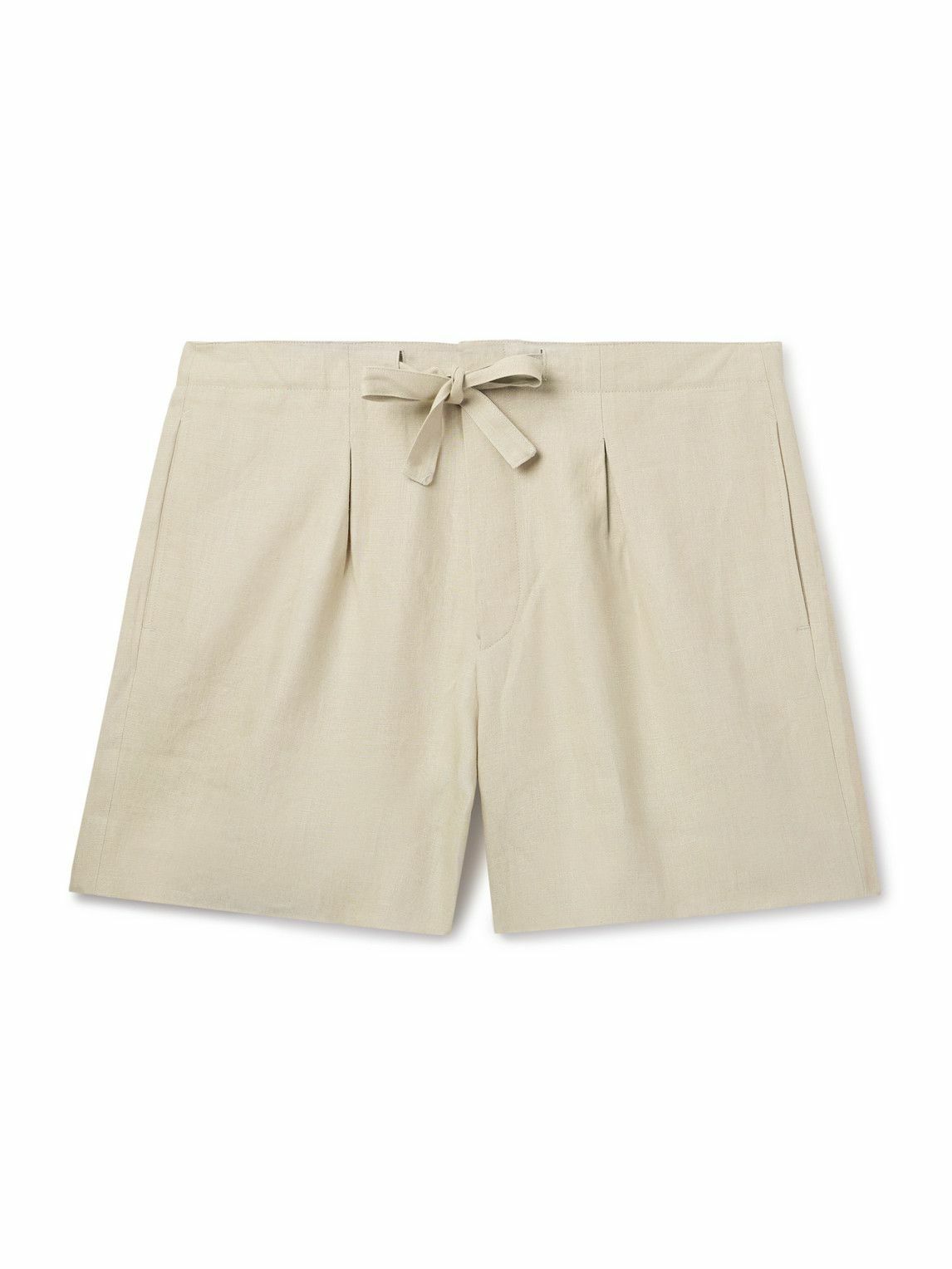 Stòffa - Straight-Leg Linen Drawstring Shorts - Neutrals