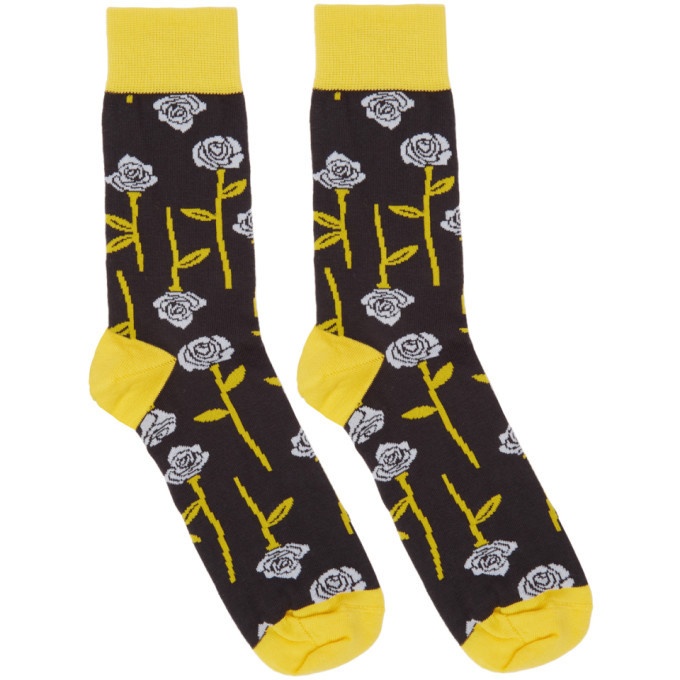 Photo: Opening Ceremony Black and Yellow All Over Roses Socks