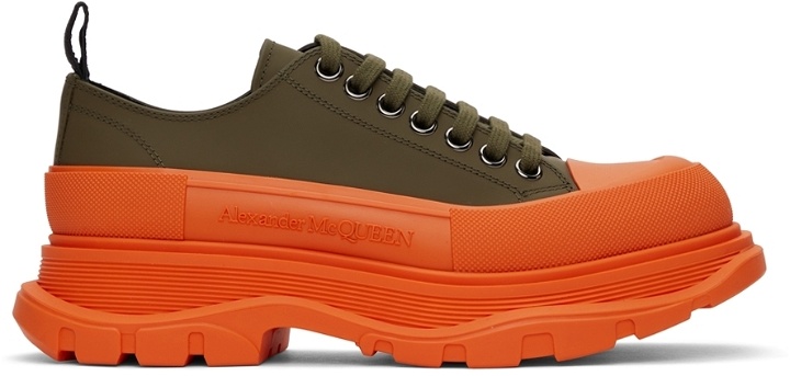 Photo: Alexander McQueen SSENSE Exclusive Green & Orange Tread Slick Low Sneakers